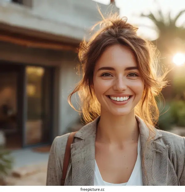 Portrait of a beautiful young woman smiling