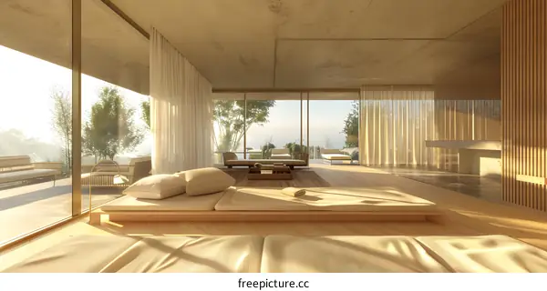 Minimalist Interior Design with Large Windows and Natural Light