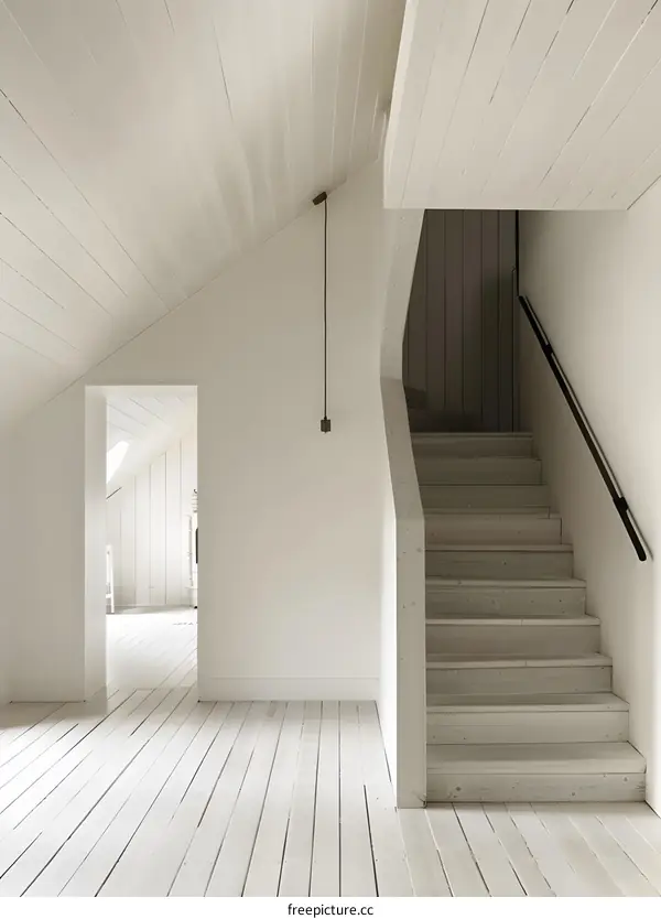White Wooden Staircase Interior Design