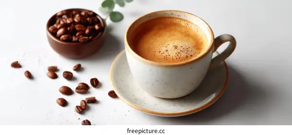 Aromatic Coffee Cup on a Light Surface