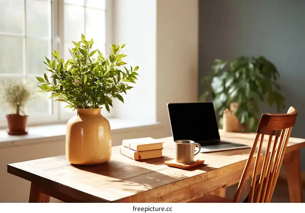 Cozy Home Office Workspace with Natural Light