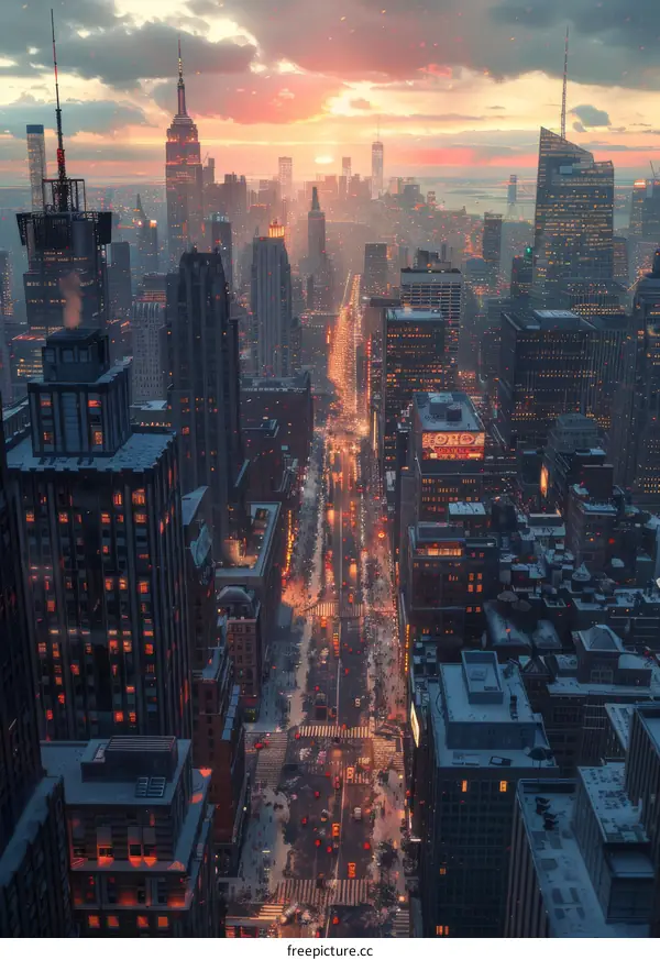 Winter Sunset Over the Metropolis