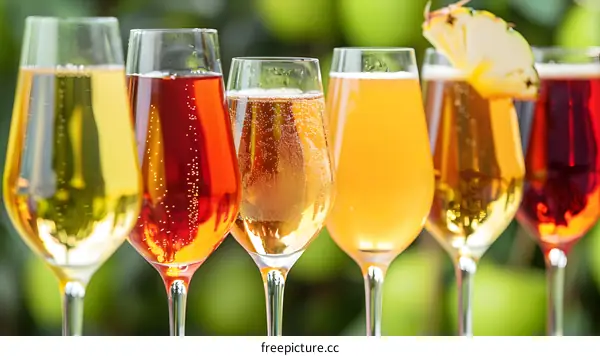 Close Up of Different Flavored Sparkling Wines