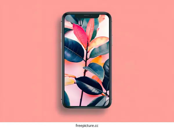 Mobile Phone with Leaves Wallpaper