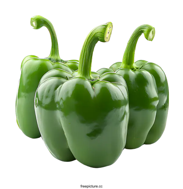 [Transparent Background PNG]Three green bell peppers