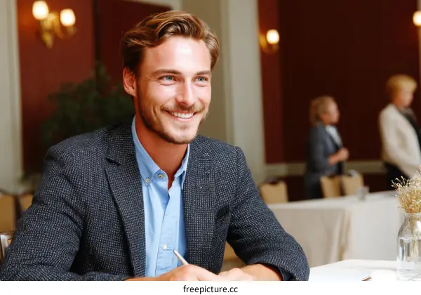 Business Meeting in a Hotel Conference Room