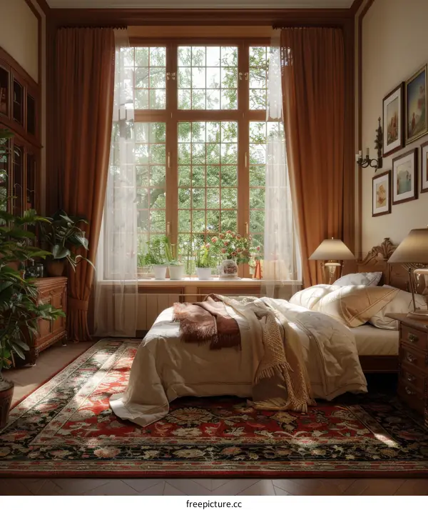 Elegant Bedroom Interior Design with Large Window