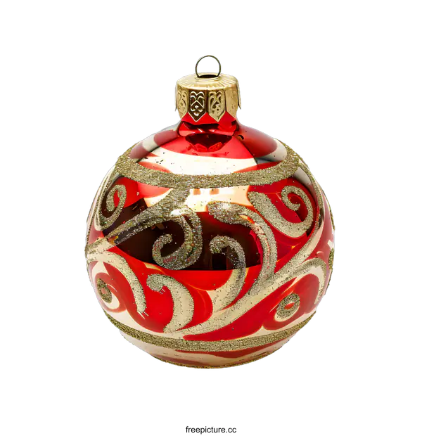 [Transparent Background PNG]Red and Gold Christmas Ornament