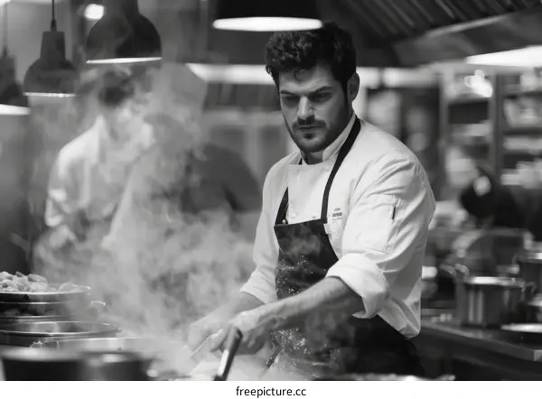 Portrait of a male chef in a professional kitchen