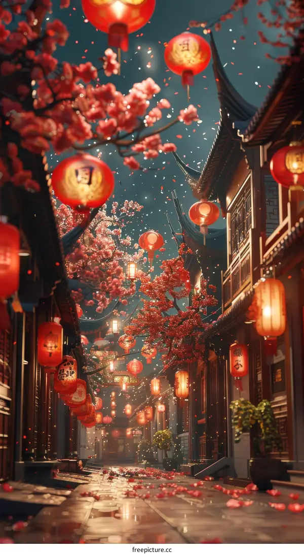 A beautiful ancient Chinese street scene