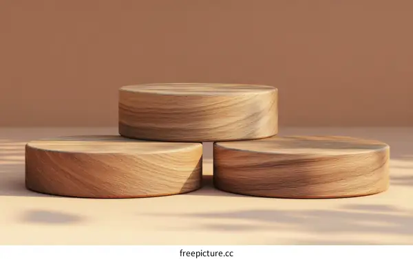 Three Wooden Circular Stages for Display