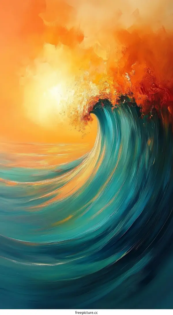 Abstract Ocean Wave Painting Sunrise