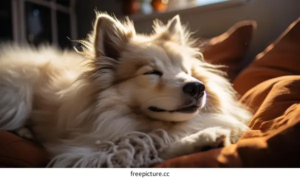 Dog Sleeping on the Sofa in Sunlight