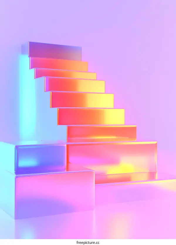Abstract Colorful Shiny Staircase Geometric Background