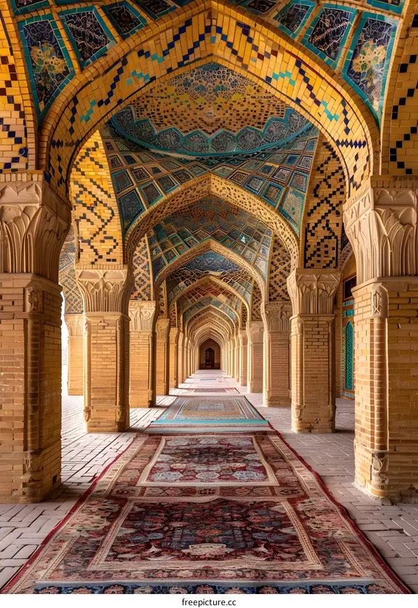 Sheikh Lotfollah Mosque, located in Isfahan, Iran, is a masterpiece of Persian architecture with its stunning tile work and intricate designs.