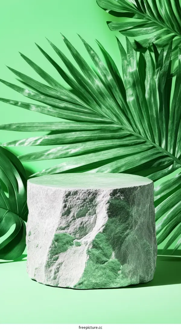 Abstract Minimalist Green Plant Display Podium