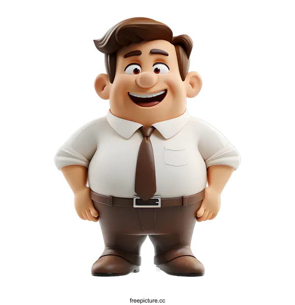 [Transparent Background PNG]Smiling Cartoon Businessman 3D Illustration