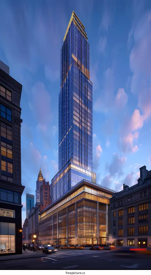 Modern Skyscraper in New York City at Dusk