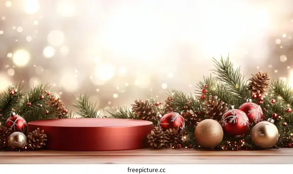 Christmas Display Podium with Decorations