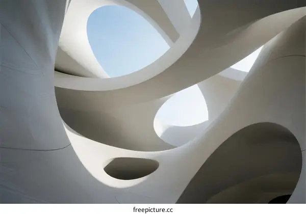 Intricate Curved Architectural Structure with Light-filled Openings
