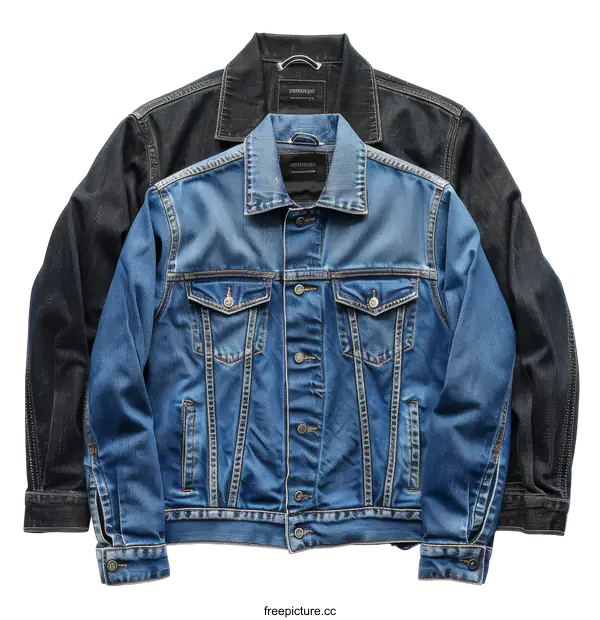 [Transparent Background PNG]Blue denim jacket with black background