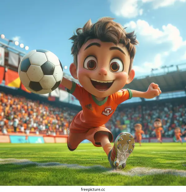 Young Soccer Player Celebrating Goal in Stadium