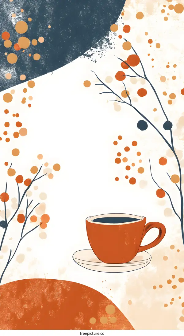 Abstract Coffee Cup With Floral Illustration