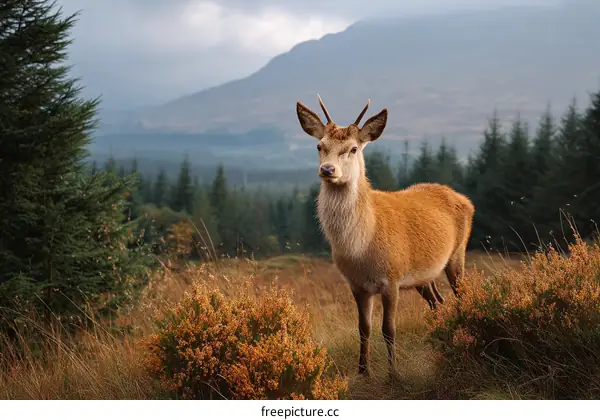 Majestic Deer in Scenic Highland Landscape