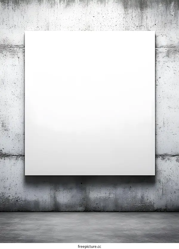 Blank White Poster On Concrete Wall