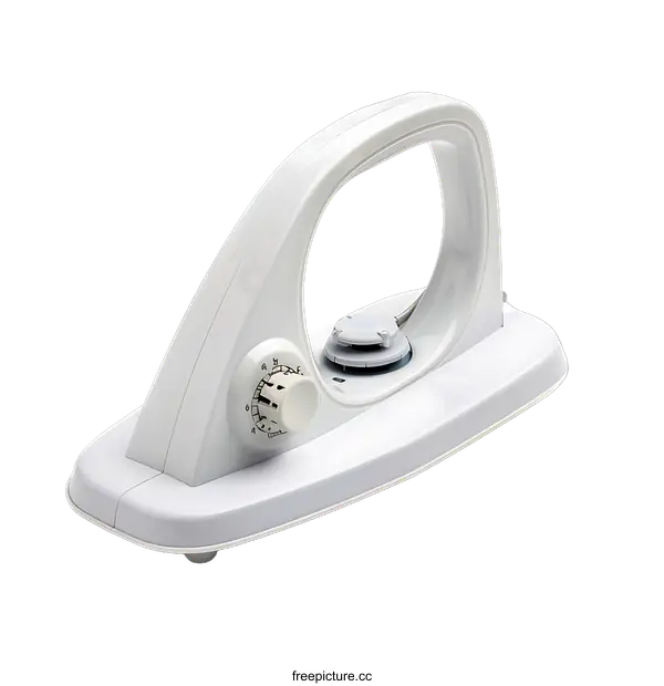 [Transparent Background PNG]White Portable Electric Iron with Adjustable Temperature Control