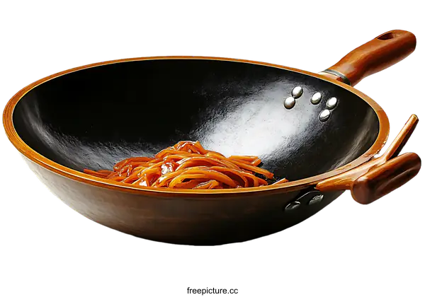 [Transparent Background PNG]Wooden Wok with Food