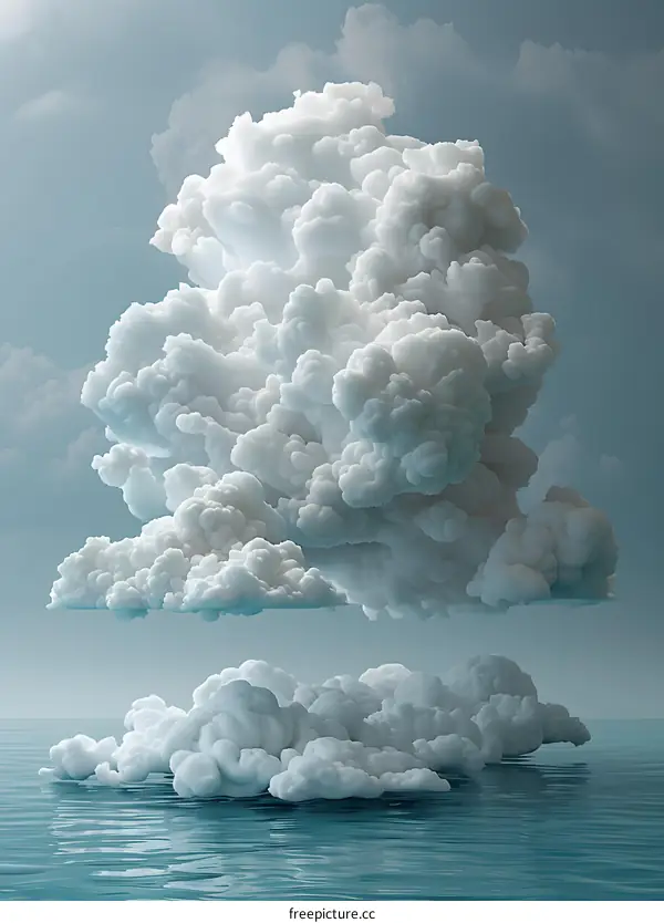 Cumulus clouds over the ocean