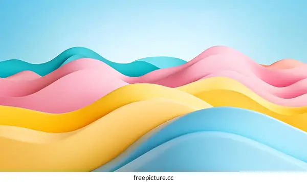 Abstract Colorful Wavy Hills Background