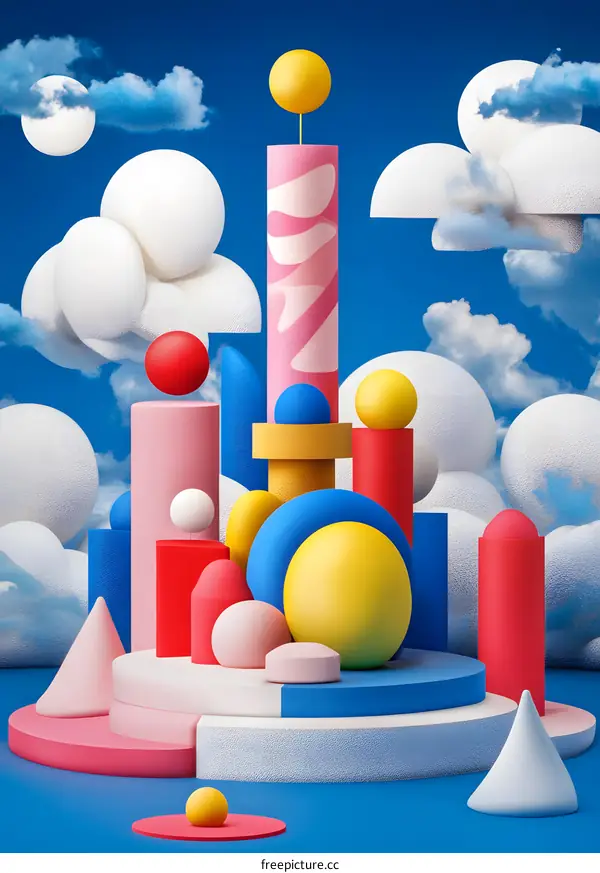 Abstract 3D Geometric Shapes Illustration