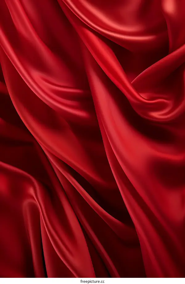 Red silk fabric with folds