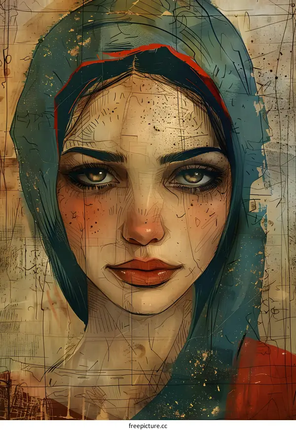 portrait of a young woman with red scarf