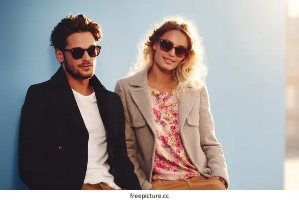 Stylish Couple Wearing Trendy Fall Outerwear