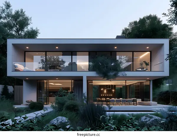 Modern House with Large Windows and a Patio
