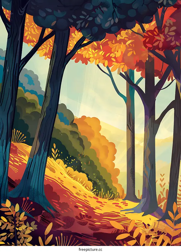 Autumn Forest Path Illustration