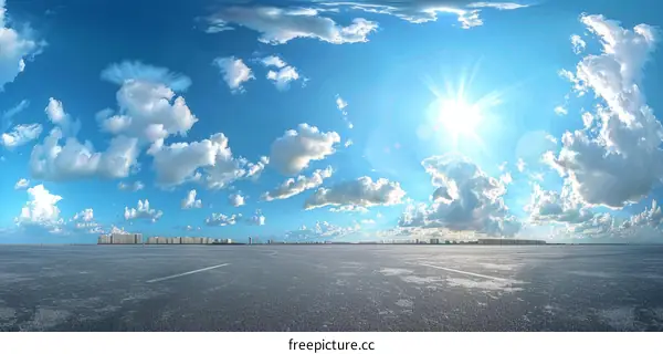 Open road leading through open field with dramatic sky