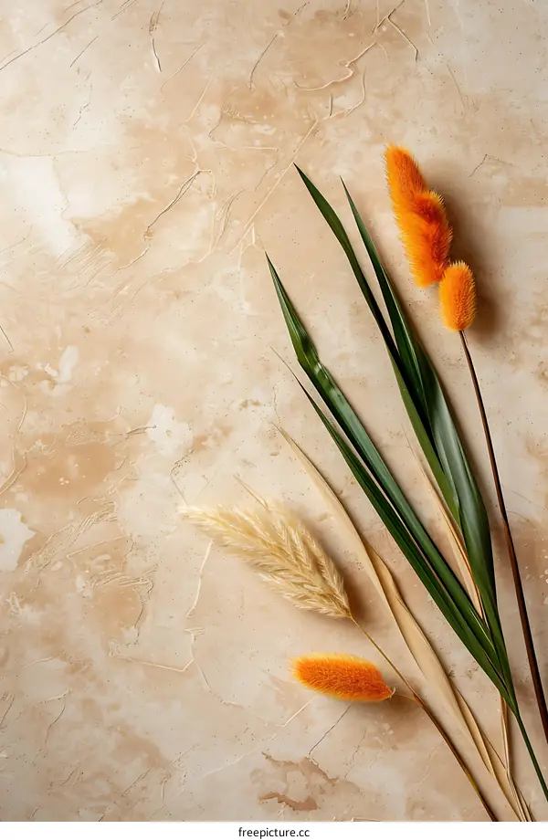 Beige Background With Dried Grass