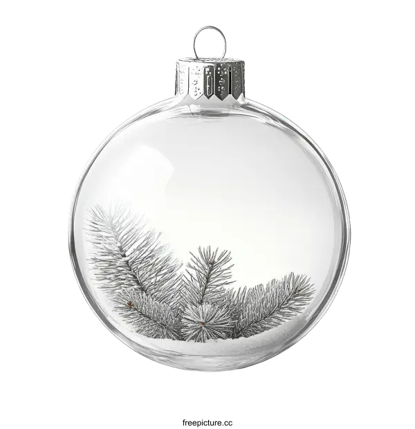[Transparent Background PNG]Clear Christmas Ornament with Snowy Fir Branches