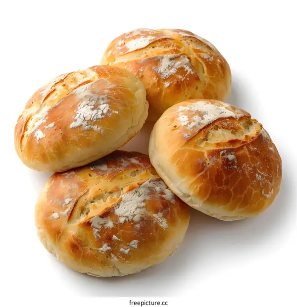 Freshly Baked Bread Rolls on White Background