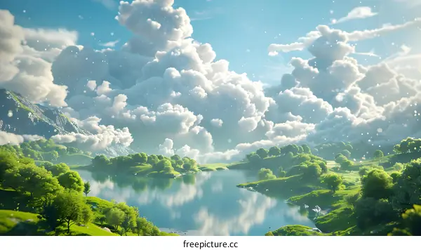 Beautiful landscape with blue sky and white clouds