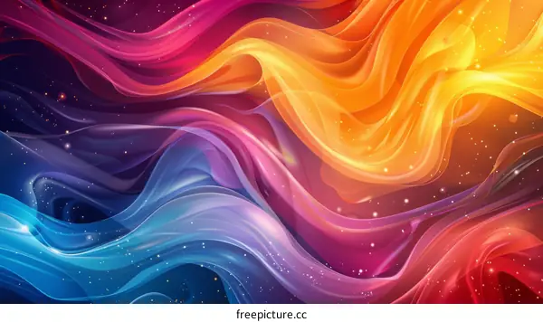 Abstract Liquid Wavy Flow Neon Colored Background