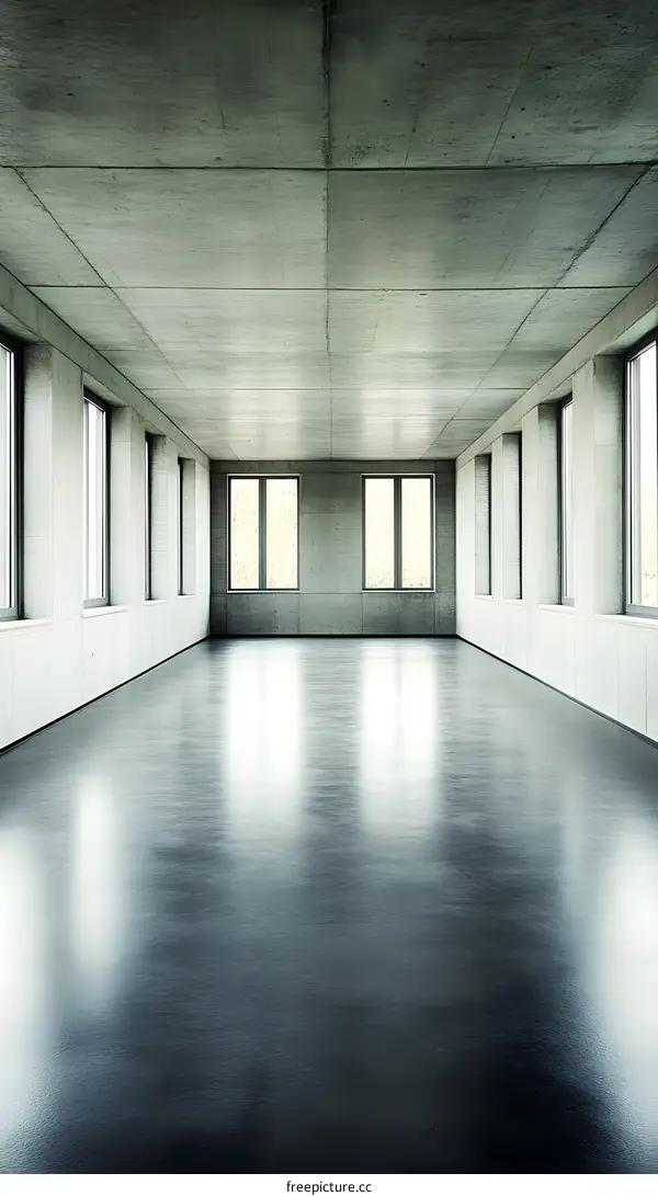 Empty Concrete Room with Windows
