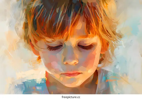 portrait of a boy with his eyes closed