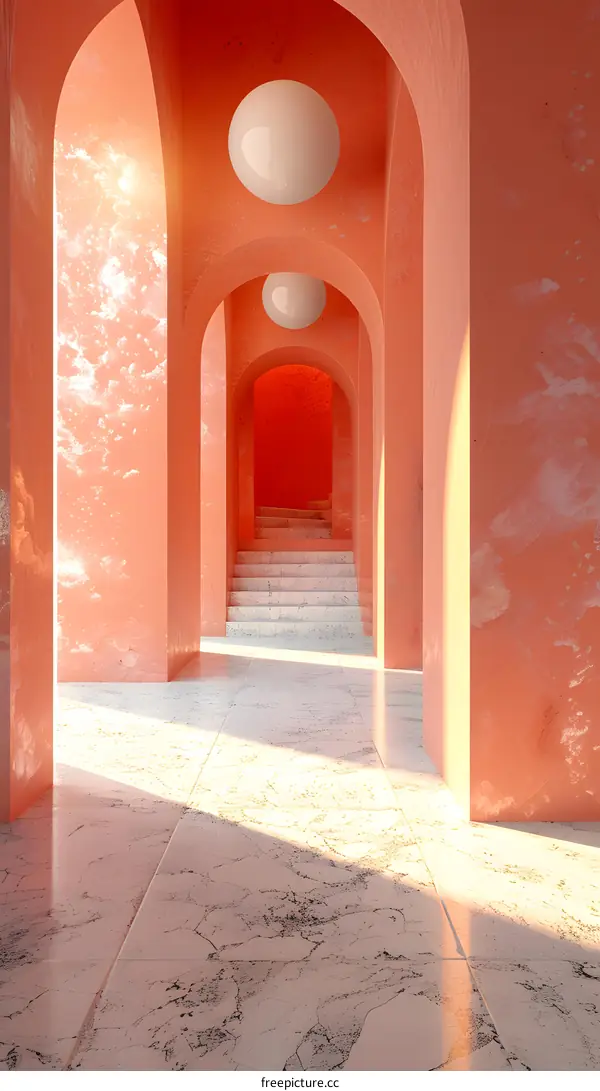 Arched Hallway: Light and Shadow