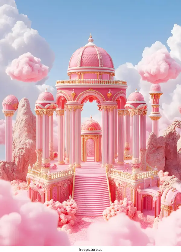 Pink Fantasy Palace in the Clouds