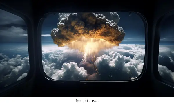 Nuclear Explosion as Seen from an Airplane Window